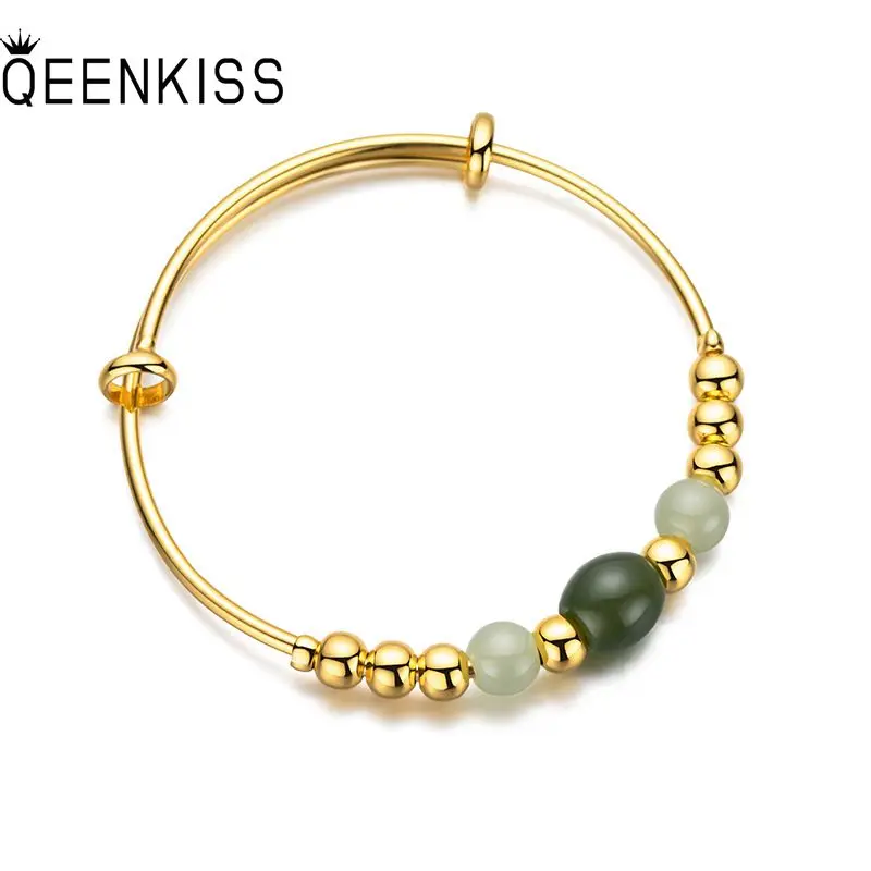 QEENKISS Gold Vintage Beads Bracelet Bangles For Woman Girl Mother Bride Ladies Party Birthday Wedding Christmas Gifts BT5296