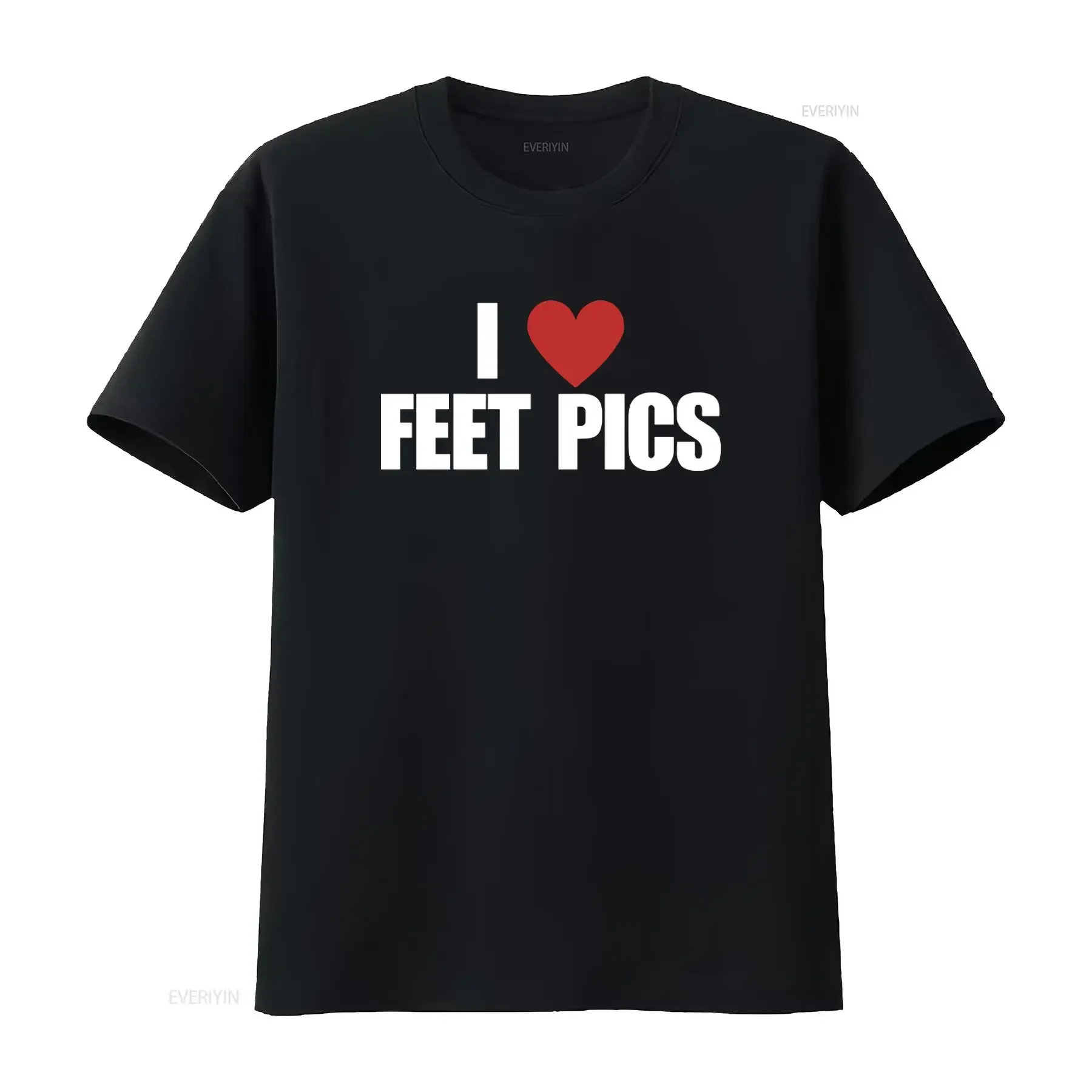 Cool I Love Feet Pics T Shirt with Heart Print for Fashion Lovers vintage Washed Stretched homme Stylish graphic Soft fashion
