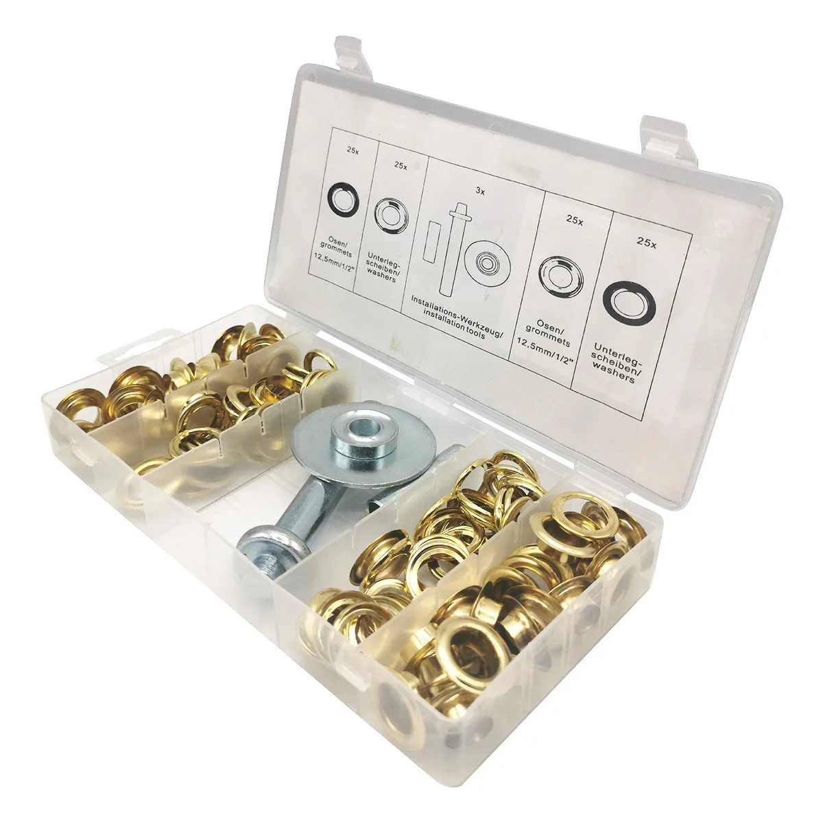 

103Pcs Metal buckle Hanging Ring Aperture Metal Ring Keychain German Box Air Eye Tool Small Hardware