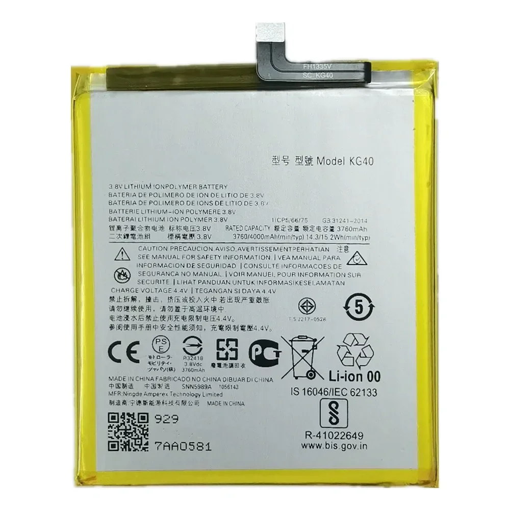 KG40 4000mAh Battery For Motorola Moto One Macro Dual SIM XT2015-2 XT2016-1/2 / Moto G8 Play Phone Battery Bateria + Free Tools