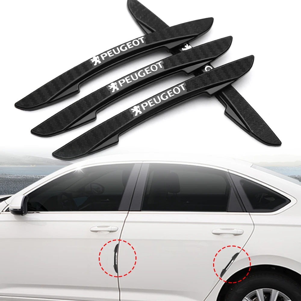 4PCS Car Door Edge Protector Stickers Anti Collision Strips For PEUGEOT 208 407 508 2008 5008 107 106 205 607 GT Decor Accessory