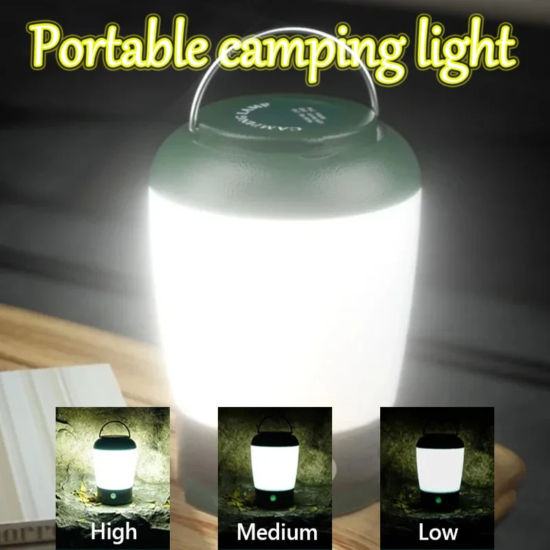 

Outdoor Portable Camping Lamp Multi-function Waterproof 3 Color Dimmable USB Charging Tent Light Flashlight Emergency Work Lamp