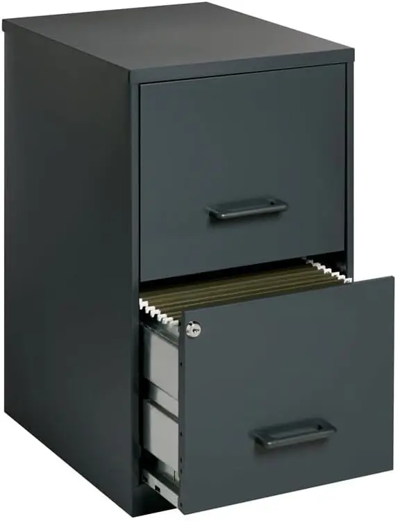 

2 Drawer Metal File Cabinet, Filing for Letter-Size Hanging Folders, with Lock, Black Finish