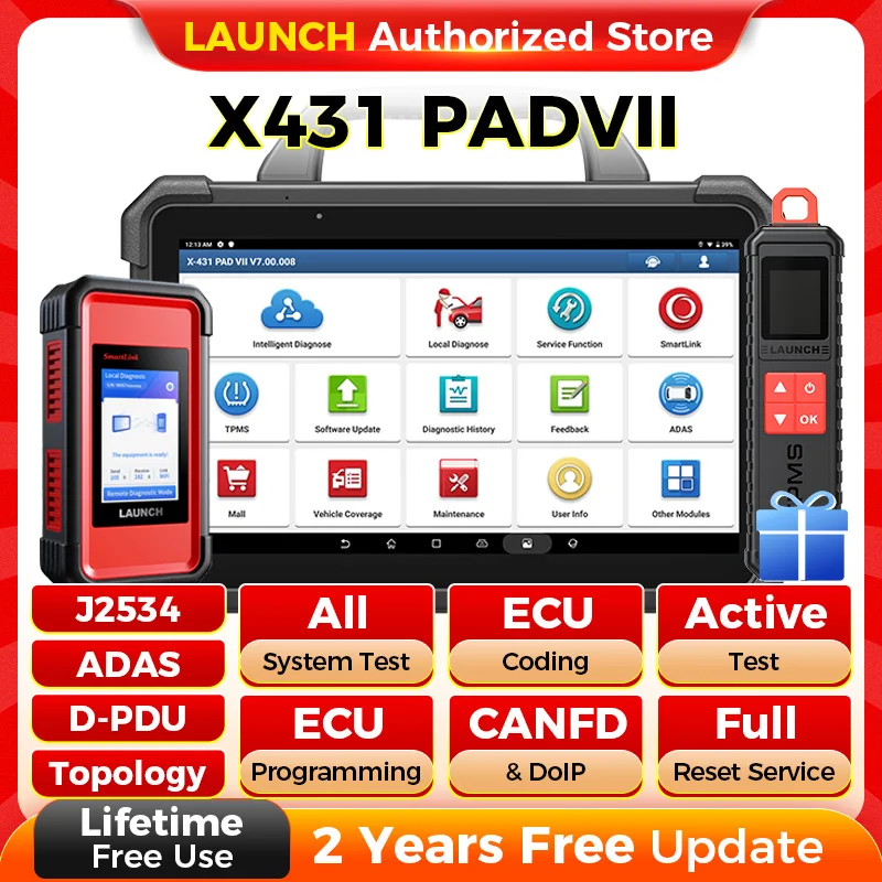 LAUNCH X431 PAD 7 VII PAD7 PADVII 자동차 진단 도구, J2534 Smartlink 자동차 스캐너, 자동 진단 온라인 프로그래밍 OBD 