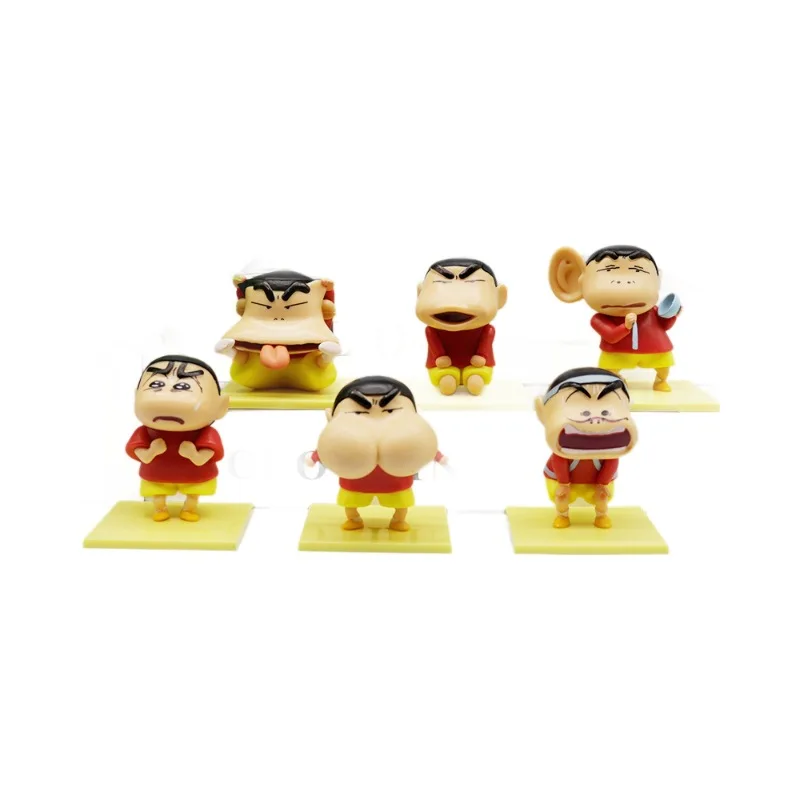 6pcs/set Crayon Shin-Chan Strangely New Emoji Series Pvc Handmade Model Collectible Ornaments Trendy Toys Kid Birthday Gift