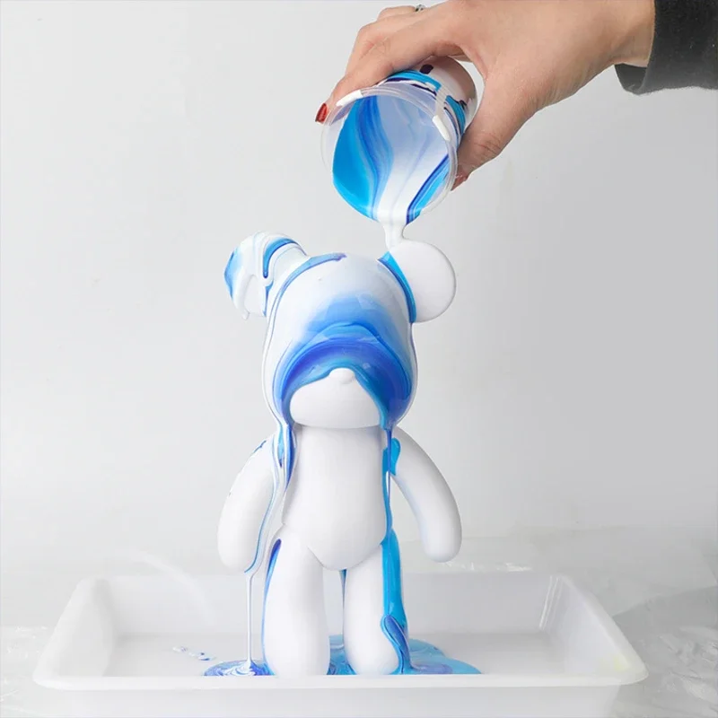 

23cm Fluid Bear White Embryo Acrilic Paint Set Handmade DIY Toy Making Creative Ornaments Fluid Painting Creation