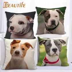 45X45cm Amstaff Dog Pillow Cover Square Zipper Cotton Linen Fabric Pillow Cases Bedroom Home Decorative Boys Girls Gift