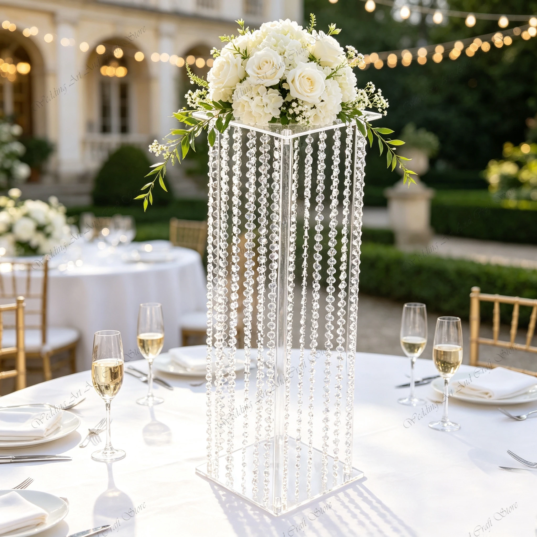 10pcs f30 60-100cm Wedding Props Geometric Beaded Curtain Flower Stand Table Candle Holder Decoration Runway Road Guide ivy1318