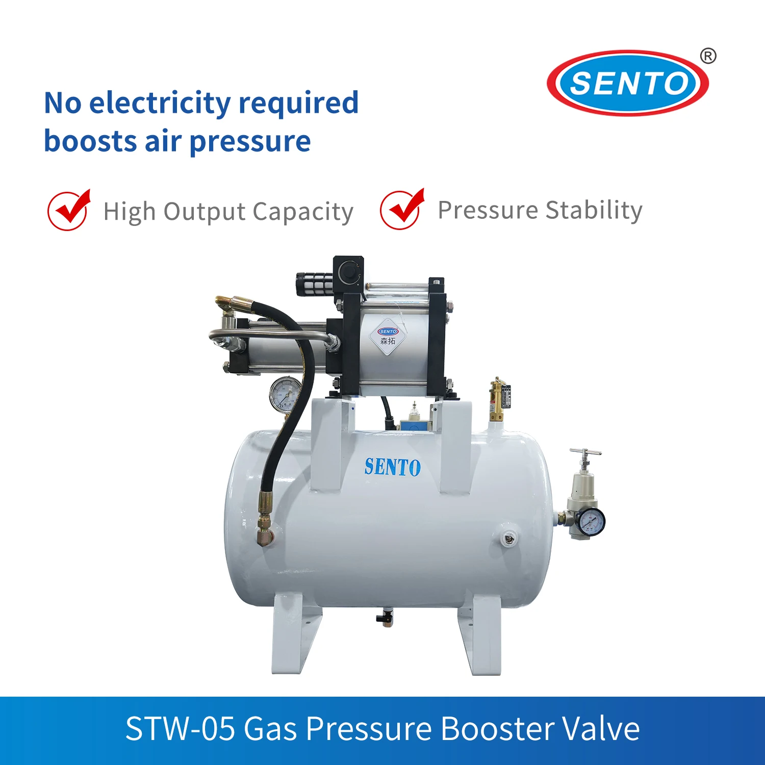 STW-05-A-L-G(20L)   STW-05-A-L-G(20L) 5x Ratio Air/Nitrogen Booster Valve, Space Saving, Easy Maintenance
