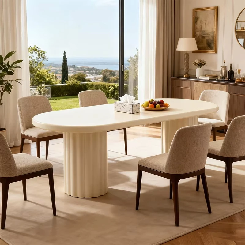 Custom Fiberglass Furniture Modern Dining Table Leisure Coffee Table for Courtyard Garden Restaurant Dining Room Garden Hotel
