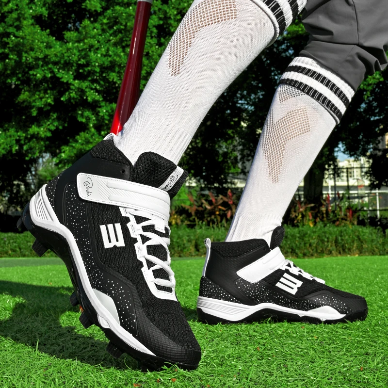 New Classic Baseball Shoes Men Professional Rugby Shoe Mens Mid-Top Baseball Shoe Man Outdoor Lawn Court Mens Shoe
