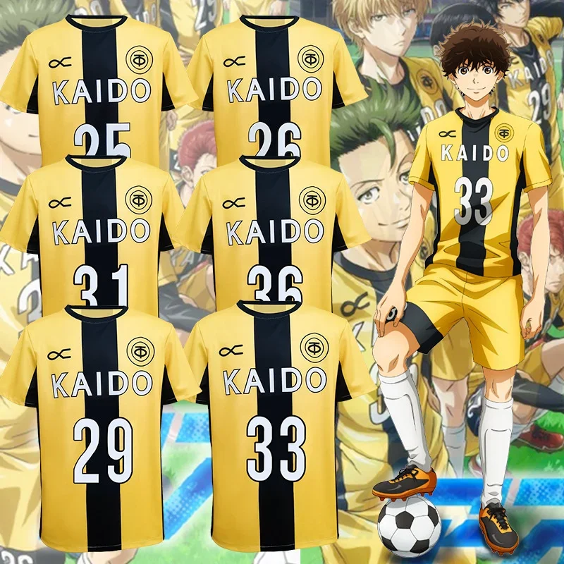 アニメ半袖Tシャツ,スポーツサッカーシャツ,チームコスプレ服,aoashi ao ashi kuroda kanpei togashi keiji aoi ashito