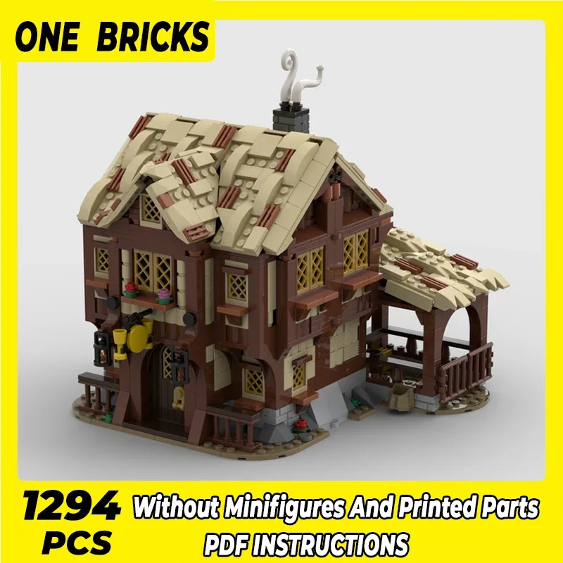 Medieval Street View Model Moc Building Bricks Village Tavern Technology Modular Blocks Gifts Christmas Toys DIY Sets Assembly