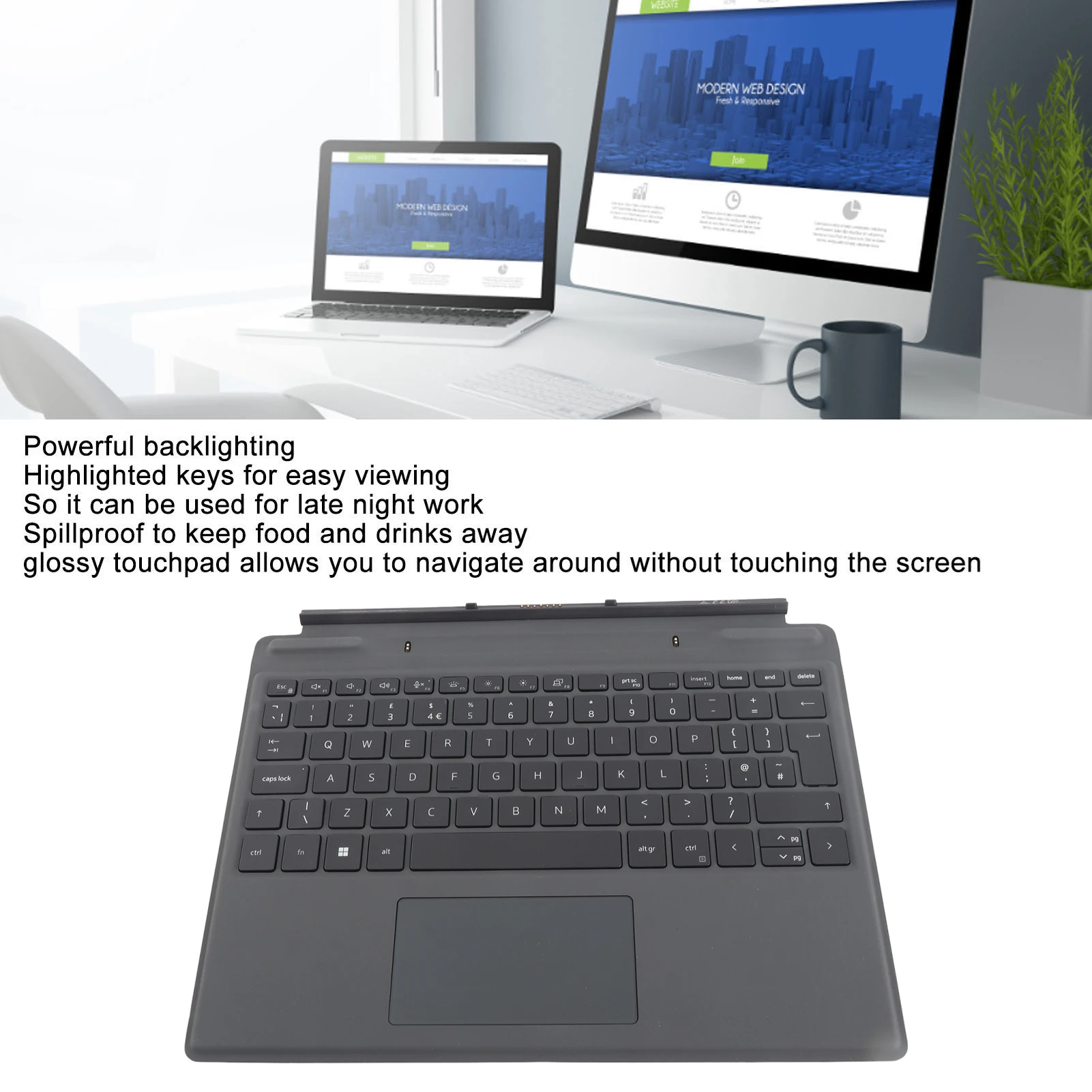 

Laptop Detachable Keyboard for Latitude 7320 7310 Seamless Connection Backlighting Laptop Keyboard with Touchpad English Layout