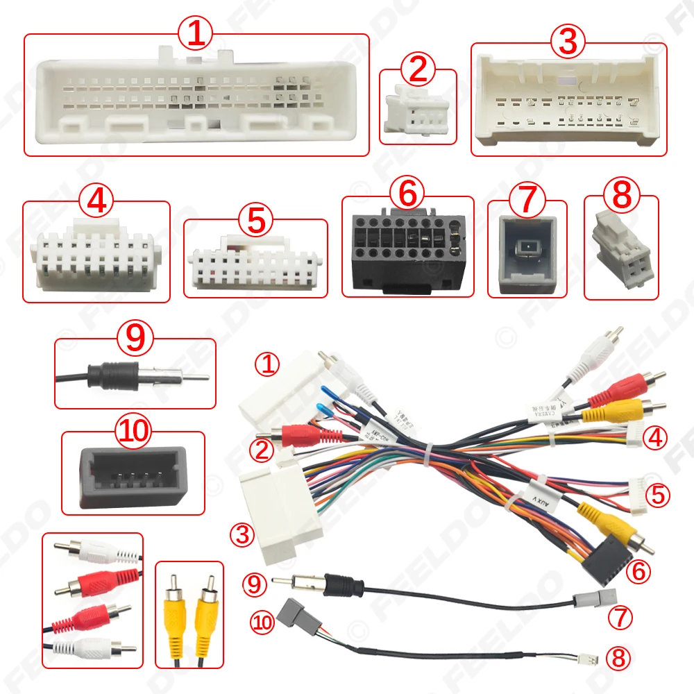 FEELDO Car 16pin Power Cord Wiring Harness Adapter For KIA Cadenza 2011-2012 Installation Head Unit