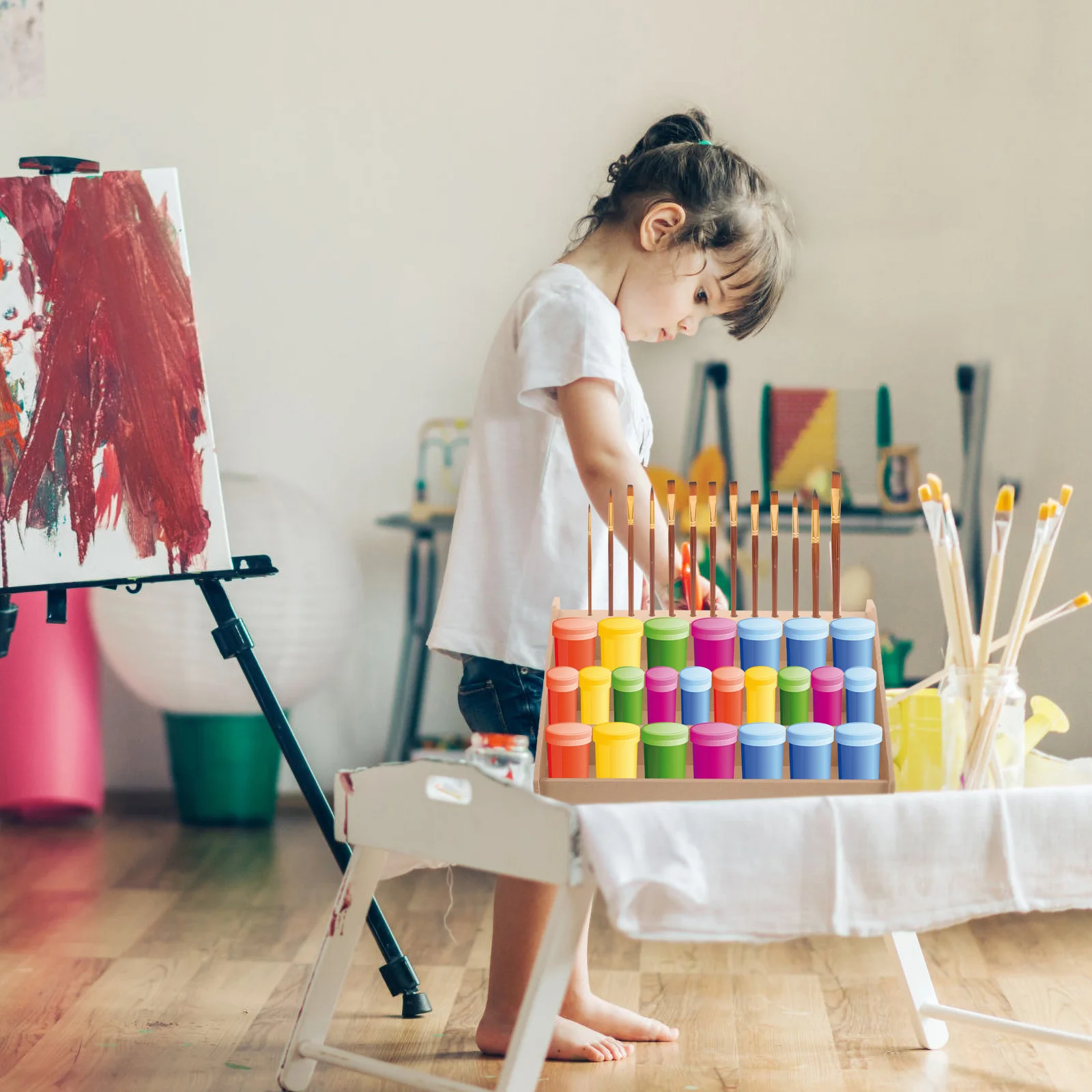 Olieverfborstels Fles Organizer Miniatuurrek Essentiële Opslagstandaard Organisatoren Handwerk Houten Acrylhouder