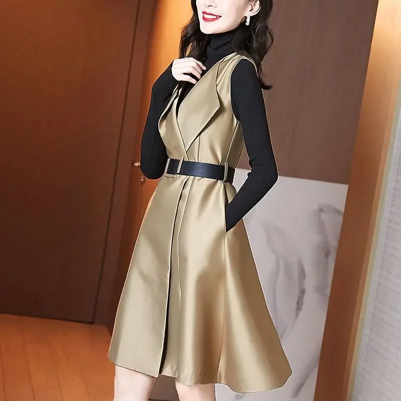 Dresses for Women Knitted Woman Long Sleeve Dress A Line Korean Style Xxl Hot One Pieces High Quality Luxury Y2k Clothes Outfits