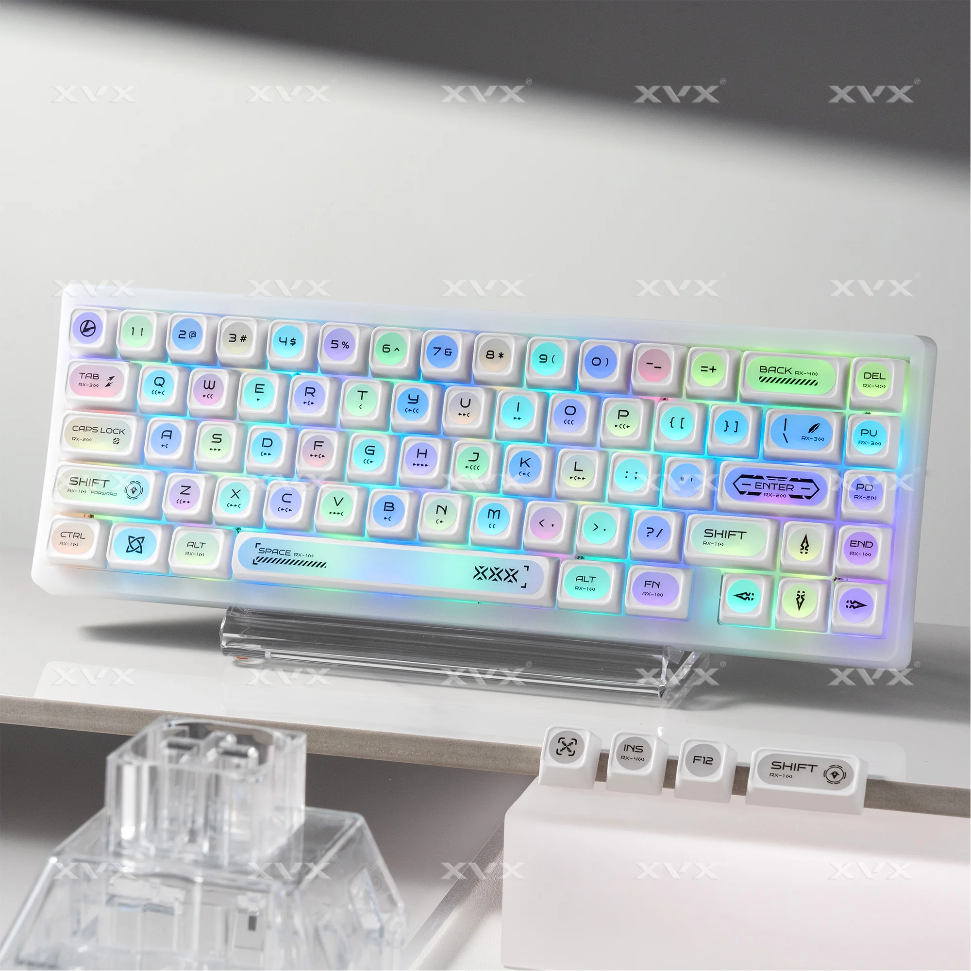 XVX White Cats Eye Keycap Set 136-Key PBT