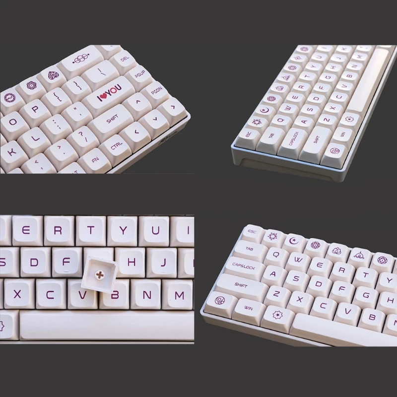 DN59 Violet on Cream Theme Keycaps PBT Standard Dye Sublimation Process Keycap 137Keys XDA Profile for Mechanical Keyboard