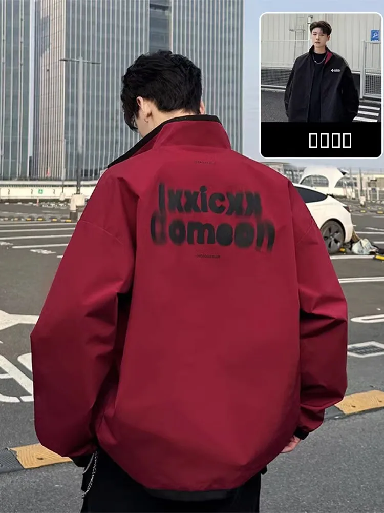 

Мужская куртка Tianxing свободного кроя, двусторонняя, ветрозащитная, из полиэстера, для уличной моды, весна-осень-зима, модное пальто