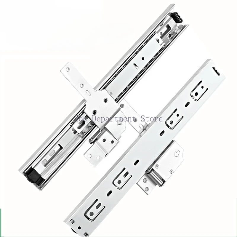 Three-section push-pull full-length mirror guide rail rotating folding wardrobe mirror side-pull slide rail wardrobe