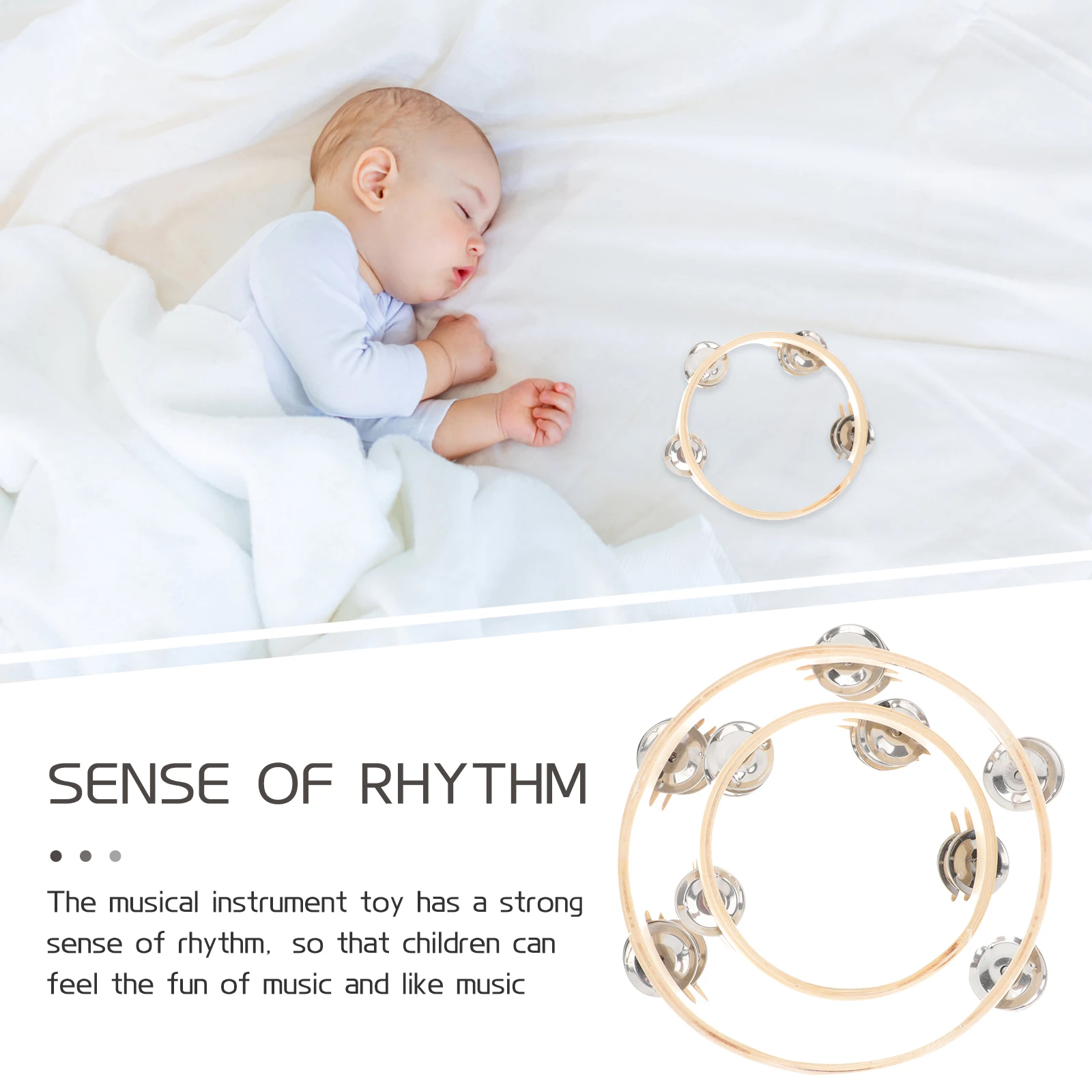 

2Pcs Wooden Double Layer Tambourines Lightweight Portable Kids Musical Instruments Toys Toys Stage Performance Kindergarten H