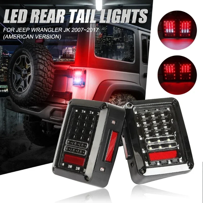 

2Pcs Car LED Tail Lights Rear Brake Reverse Turn Signal Lights For Jeep Wrangler JK 2007~2017