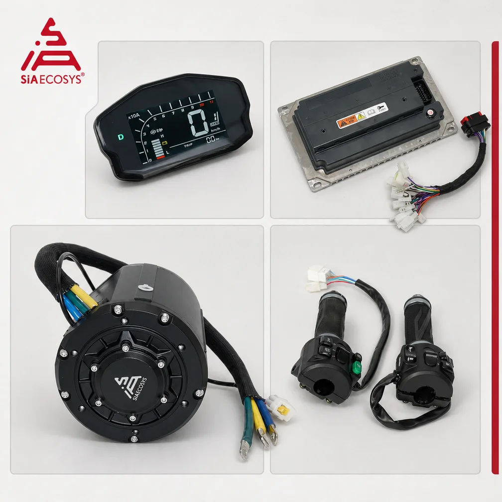QSMOTOR QS138 Mid Drive Motor Kit 90H 4000W Liquid-Cooled 72V 110KPH Motor with EM200-2SP Controller for Electric Motorcycle