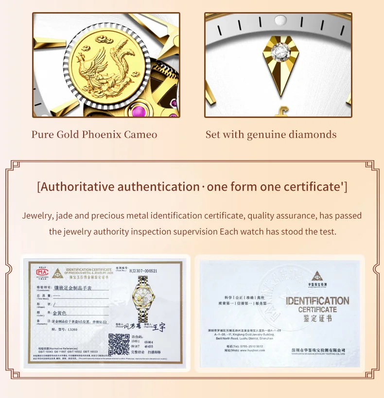 OUPINKE-reloj de oro 3260 para mujer, cronógrafo de pulsera con movimiento automático, con certificación suiza, Original