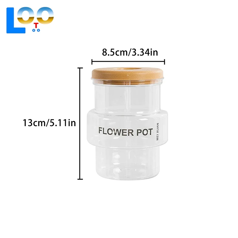 Прозрачный серый прозрачный цветочный горшок Офисный зеленый горшок для растений Домашний горшок