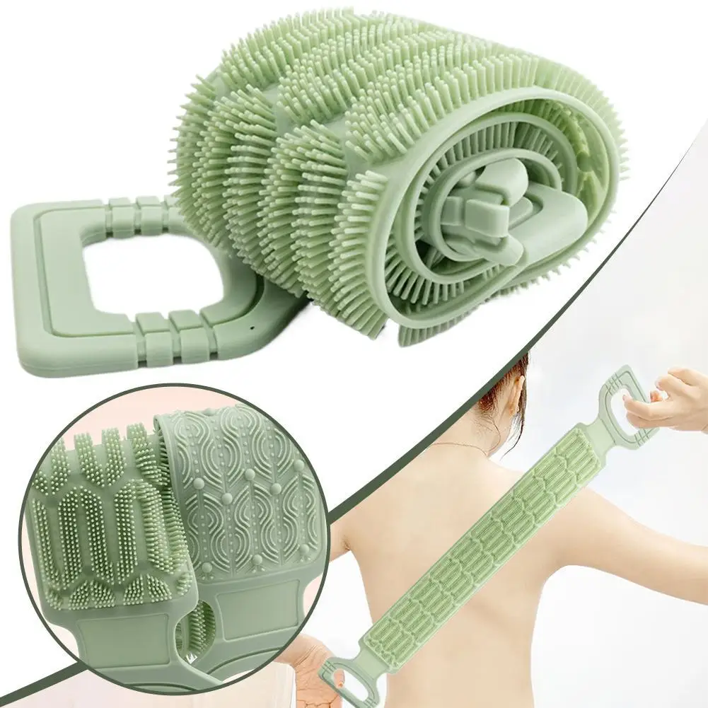 

Силиконовый ремень для ванны унисекс, расширенный купальный ремень для спины, протирка грязи для удаления омертвевшей кожи, двустороннее силиконовое банное полотенце