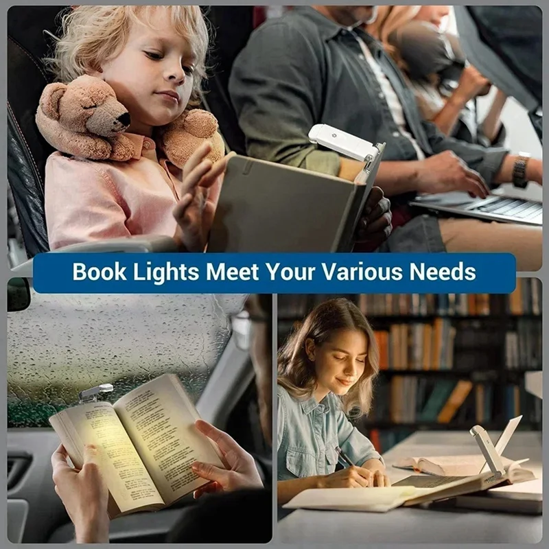 ABDJ-Mini Light Reading Clip Book Light Rechargeable Clip Bookmark Book Light LED Reading Light Portable Bedside Table Lamp