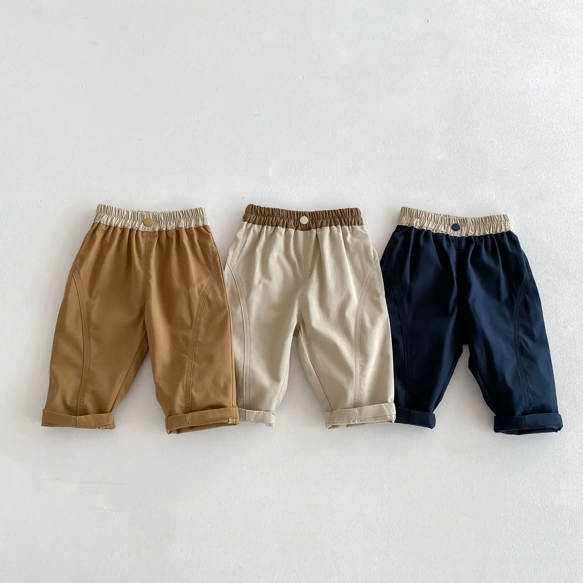 Children's Color Block Work Pants 0-5 Years Old: Autumn Korean Style Boys' Fashion Casual Trousers for Babies