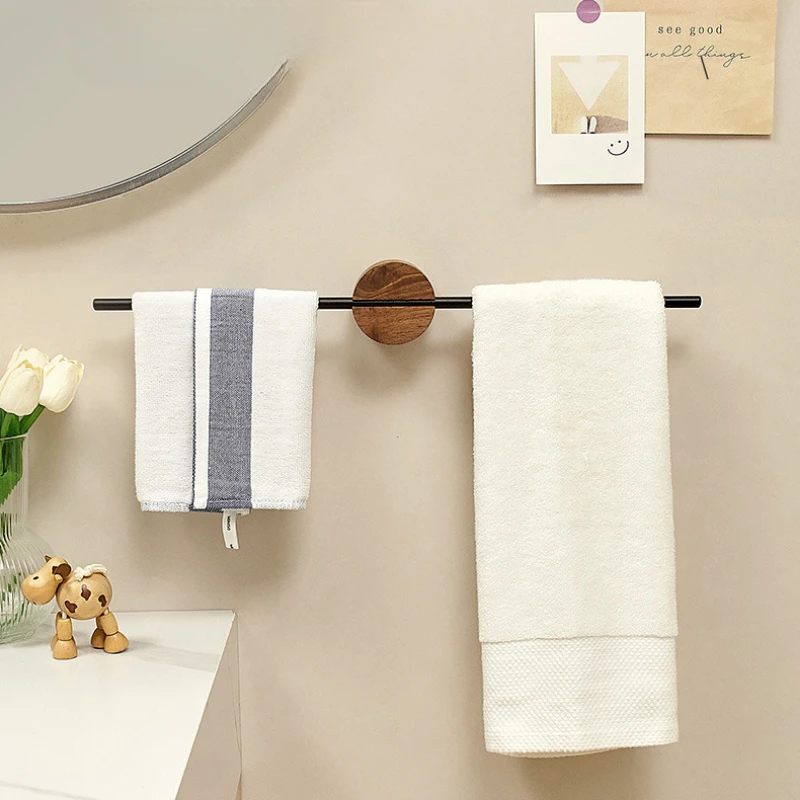 Bathroom Towel Bar Towel Holder 304 Stainless Steel Beech Single Wood Rack  Artistic Towel Hanger Wall Mounted Shelf