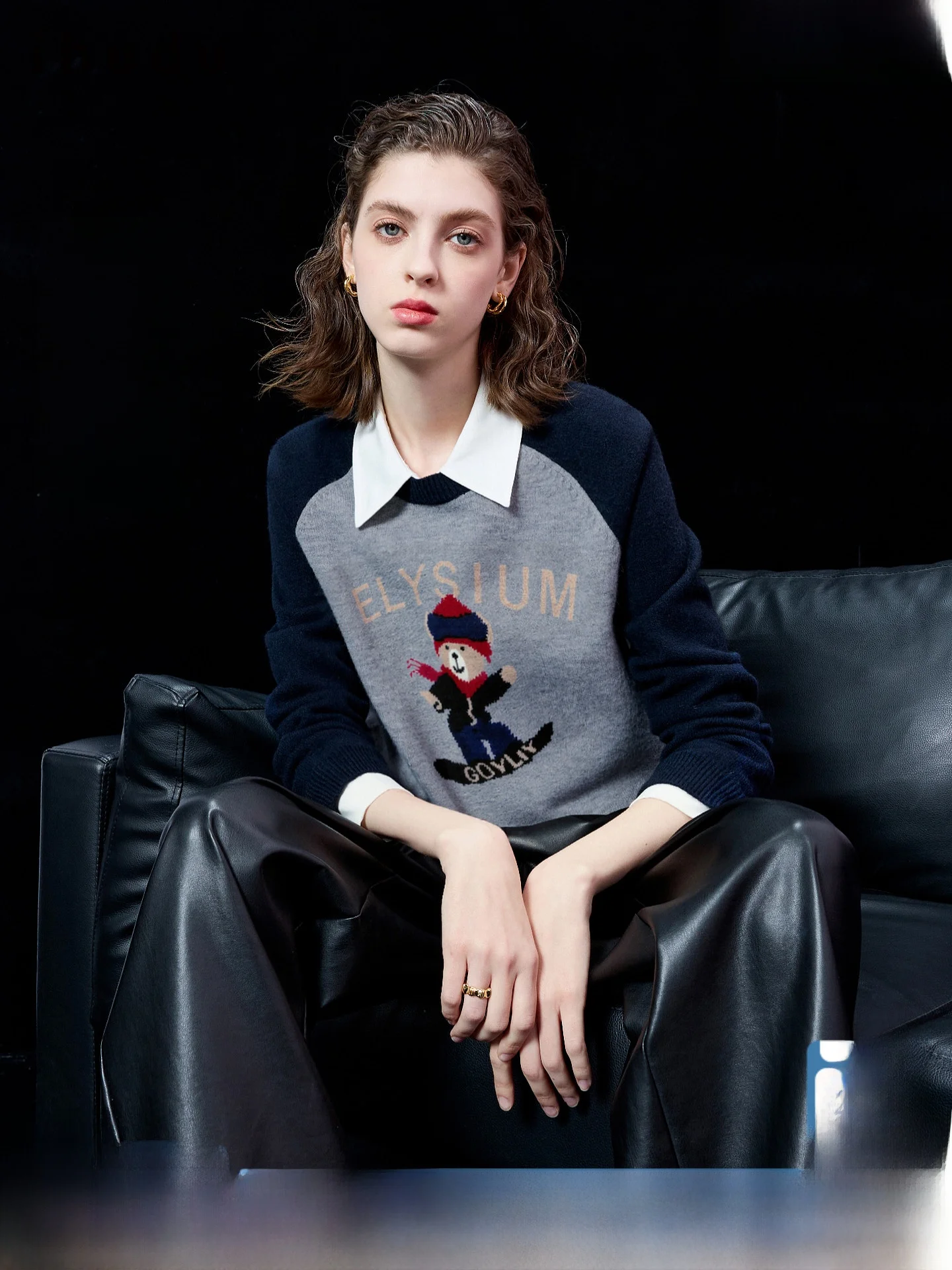 

Tee-Color Ibudu2025 Winter New Sle Bear Knitted Sweater round Ne oulder Insert Loose Women's Faion Commute Soft Pol...