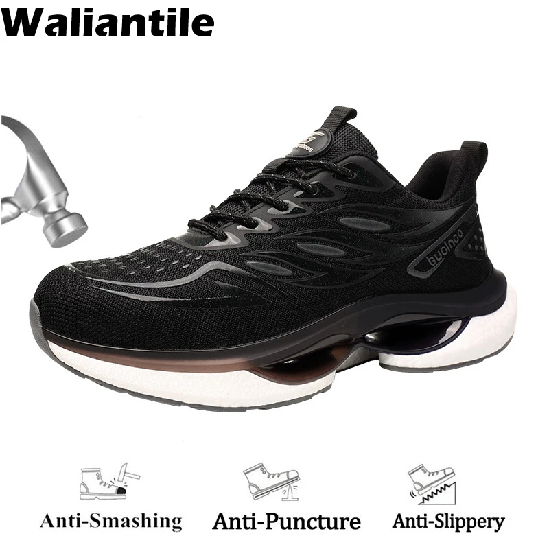 

Waliantile New Qualtiy Men Safety Shoes For Construction Work Boots Puncture Proof Anti-smashing Steel Toe Indestructible Shoes