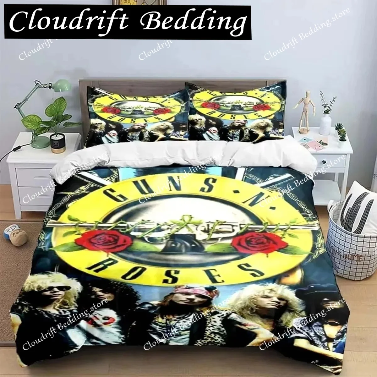 

Guns N'roses Band Retro Bedding Sets Exquisite Bed Supplies Set Bed Comforter Luxury Birthday Gift Duvet Cover Set