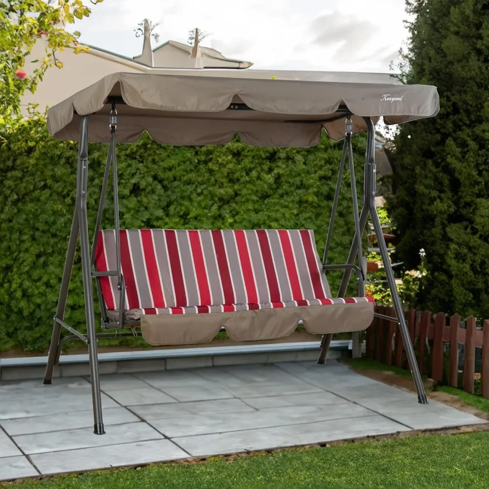 

Alicia Patio Swing Chair - Comfortable 3-Cushion Seats with Strong Steel Frame, Adjustable Canopy and Removable Cushion-