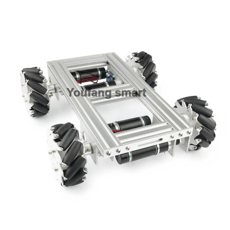 50kg Load Heavy-Duty 4WD Mecanum Wheel Trolley Omnidirectional Wheel RC Mobile Robot Metal Chassis for Programmable Robot Car