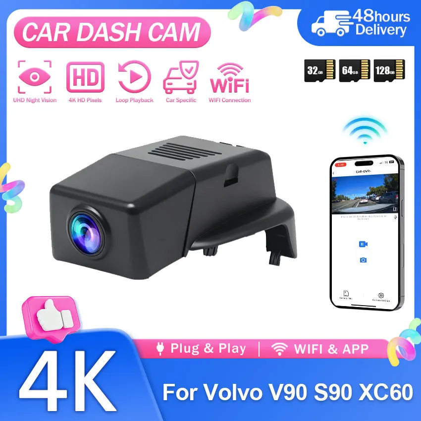 New 4K 2160P Car DVR Wifi Plug and Play Video recorder dash cam For Volvo V90 S90 XC60 2018 2019 2020 2021