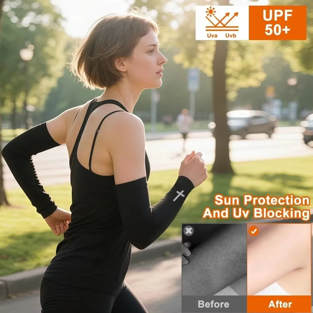 

Lightweight Sports Cooling Arm Sleeve Elastic Fabric Cooling Effect UV Protection Arm Covers Ice Silk Armguards Cuff