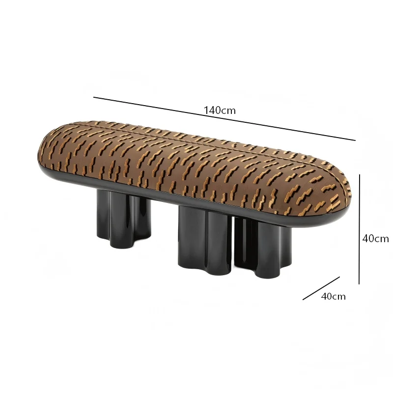 Modern light luxury irregular wooden base upholstered decorative seat
