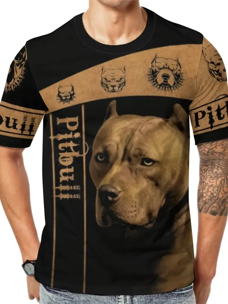 Summer Men Funny Dog T-Shirt 3D Printed Vintage Tops Tees Male Casual Stylowa odzież z krótkim rękawem Moda Crew Neck Streetwear