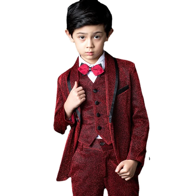 4 Pieces jacket+vest+pants +bow tie Children Formal Suit Jacket Wedding boys Dress Suit sets high quality size 2years -16 years