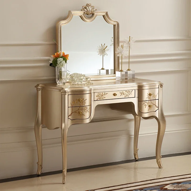 

Solid wood luxury dressing table court style painted makeup table