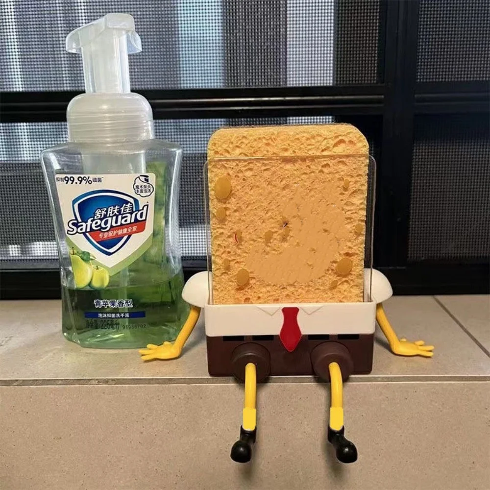 1pc Cartoon Sponge Drain Rack - Plastic Hanging Shower Storage Organizer For Bathroom, Kitchen, And Coffee Bar Accessories