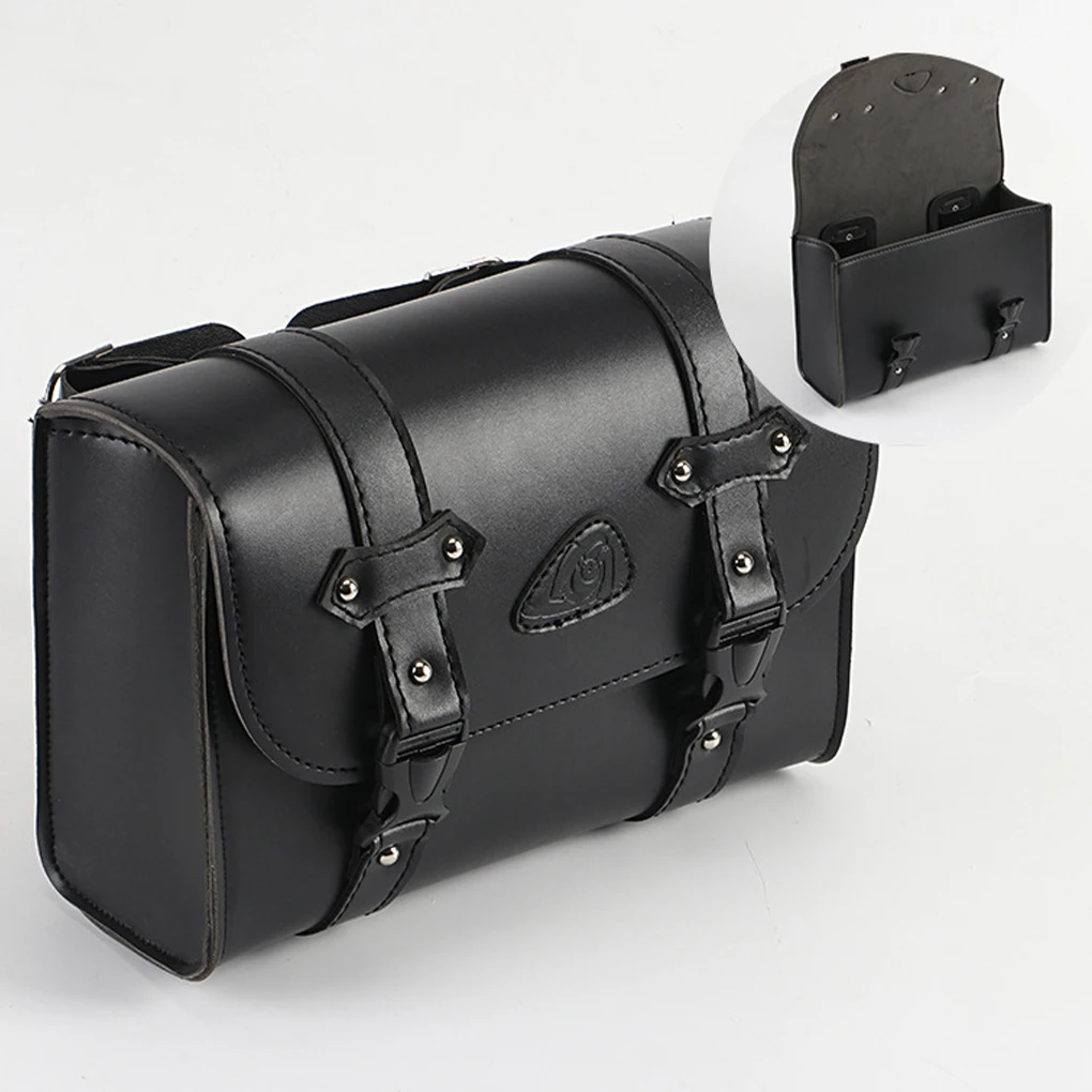 PU Motorcycle Side Bag With Buckles Waterproof Large Capacity Strong Structure Wear-resistant