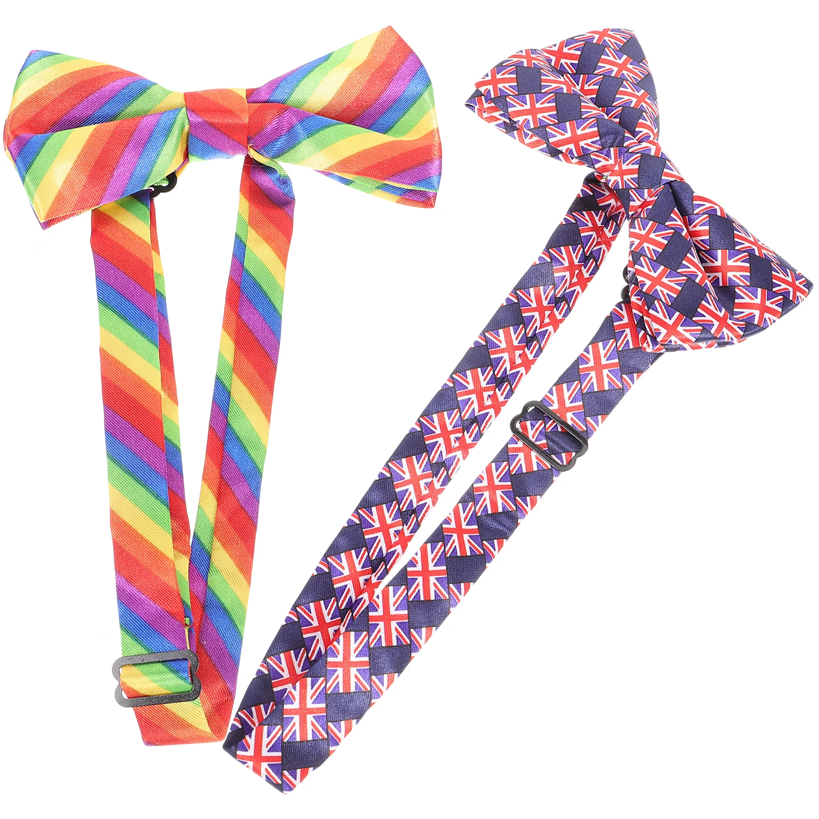 

2pcs Rainbow Bow Tie Decor Multicolor Soft Fabric Adjustable Band Pride Party Festival Unisex Accessories Durable Polyester