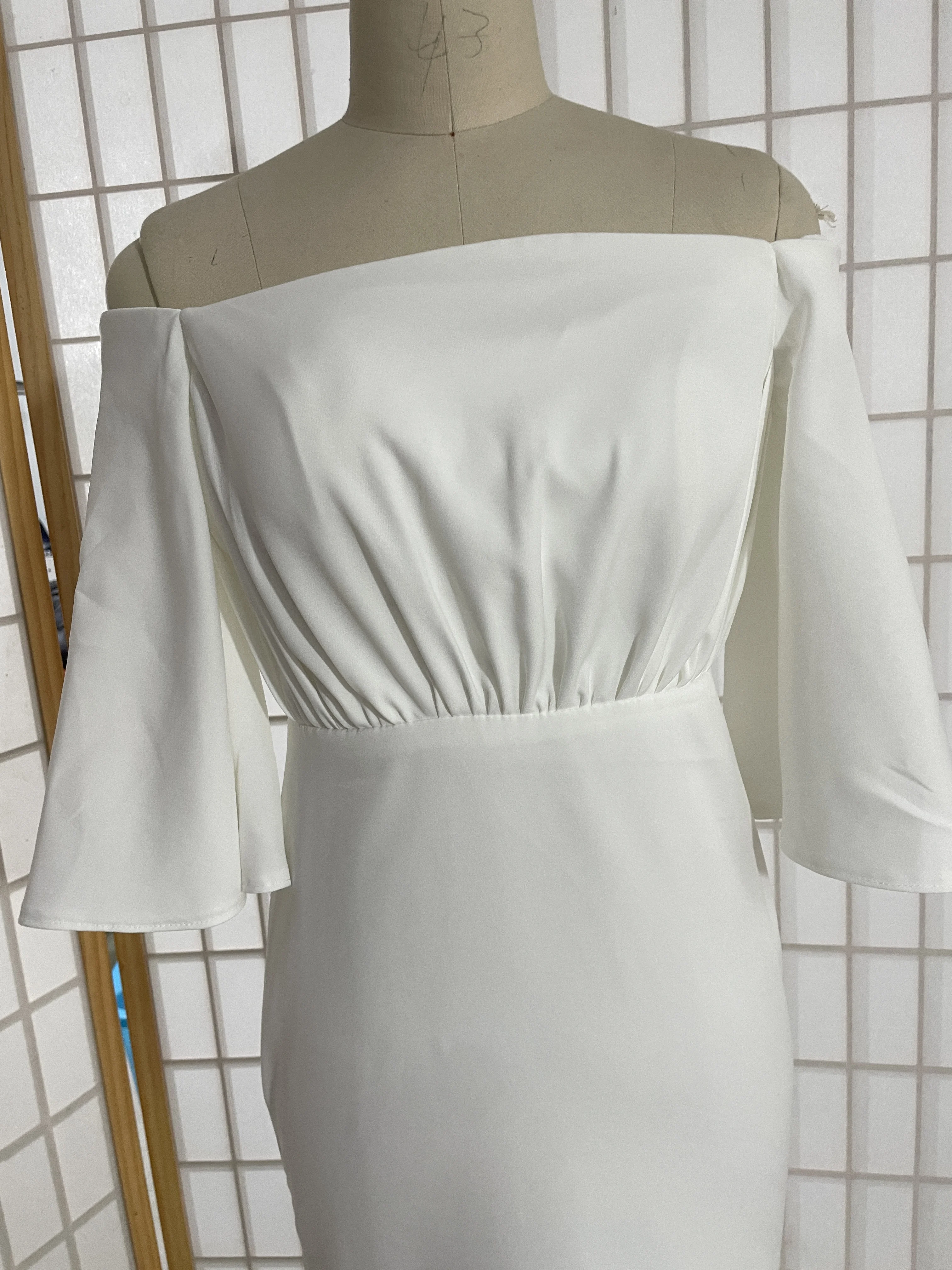 Ready Supply of Light Wedding Dress Travel Photography Forest Style Shoulder V Neck Long Dress Bride Wedding Going Out 2024 New Style