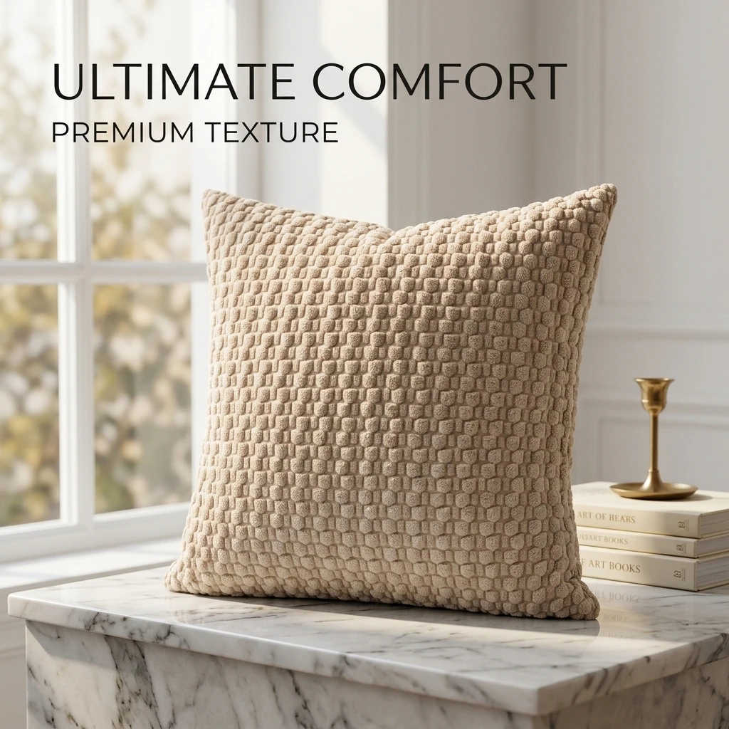 1/4Pcs Corduroy 3D Bubble Textured Throw Pillow Cover Soft Cushion Case for Boho Sofa Living Room Bedroom